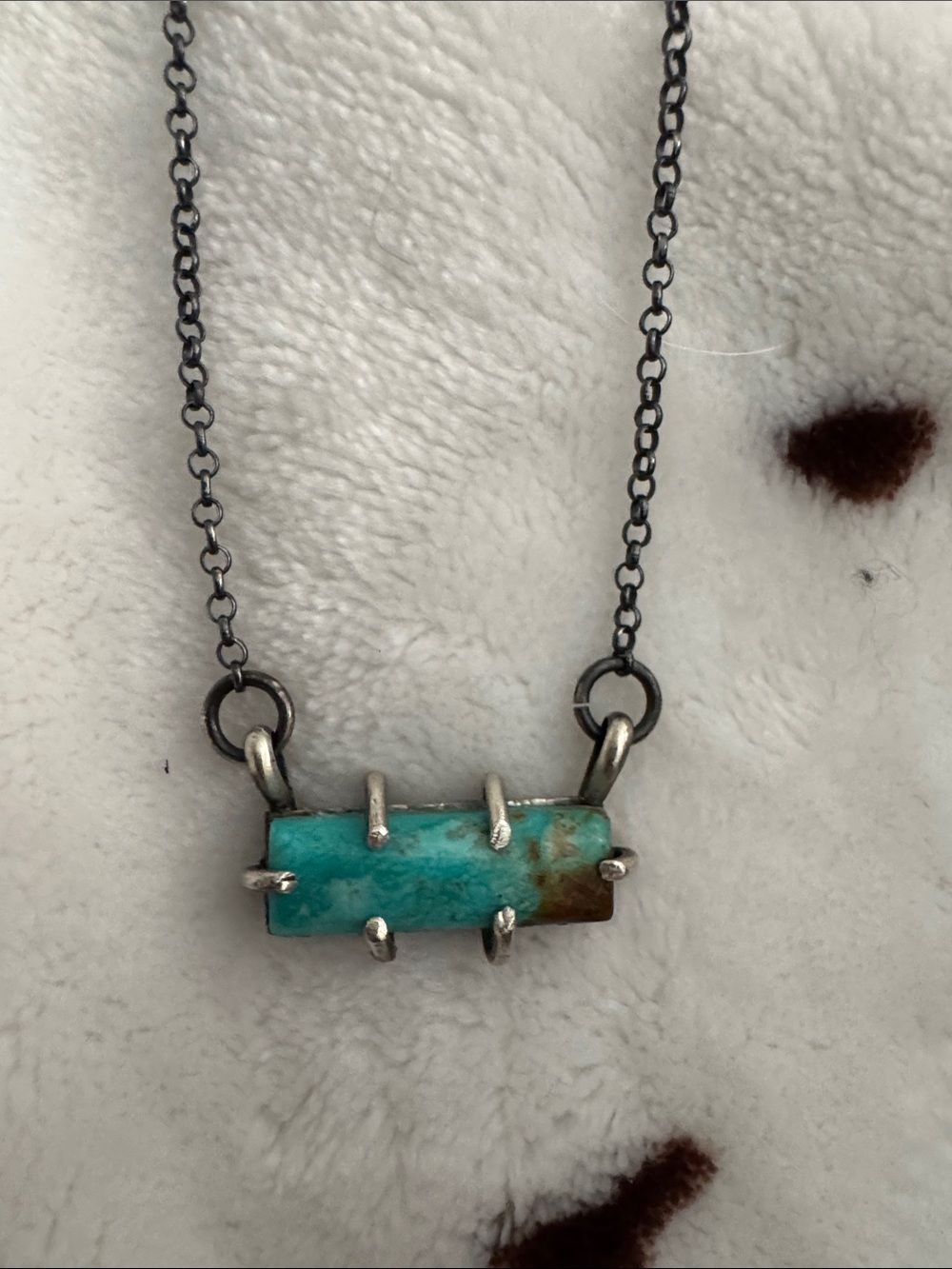 Turquoise Bar Pendant Necklace - native made waterproof Chain 925 silver